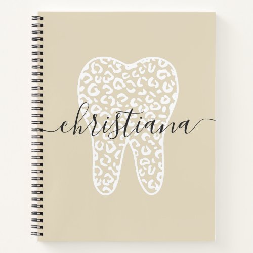 Custom Name Dental Leopard Print Tooth Notebook