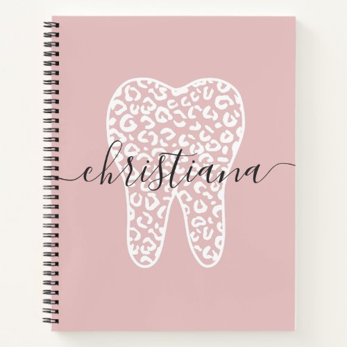 Custom Name Dental Leopard Print Tooth Notebook