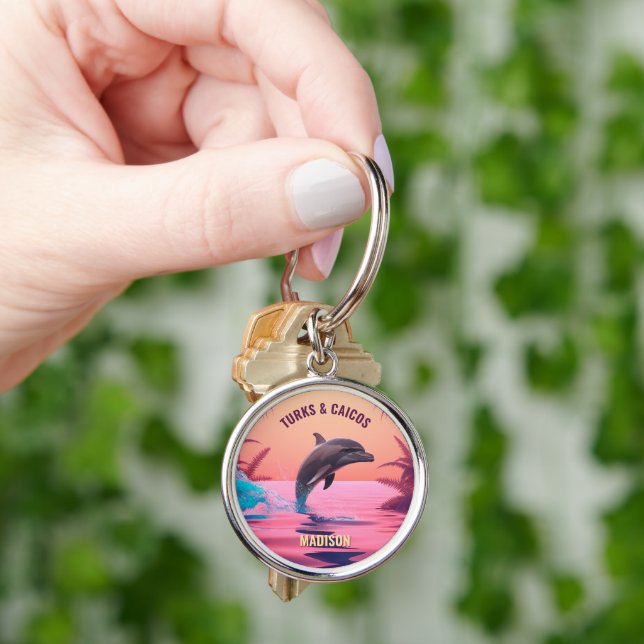 Custom Name & Destination Dolphin Keychain (Hand)