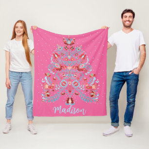 Custom Name Detailed Hungarian Christmas Gift Fleece Blanket