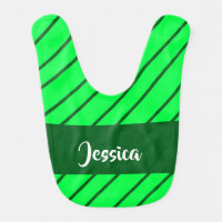 Custom name diagonal stripes baby bib