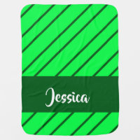 Custom name diagonal stripes baby blanket
