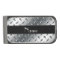 Custom name diamond plate steel black stripe