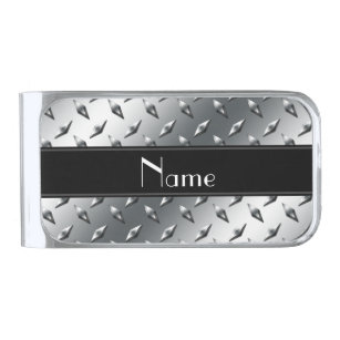 The Diamond Money Clips Credit Card Holders Zazzle - custom name diamond plate steel black stripe silver finish money clip