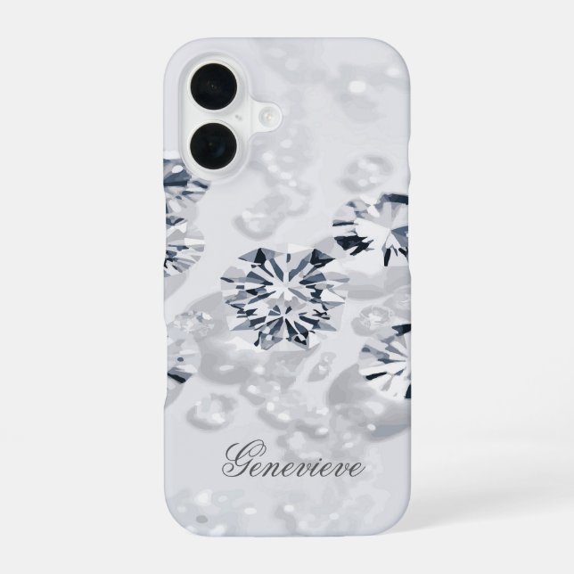 Custom Name Diamond Scattered Iphone Case (Back)