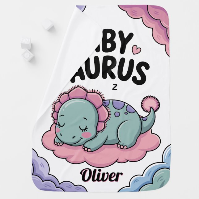 Custom Name Dinosaur Babysaurus Baby Blanket (In Situ)