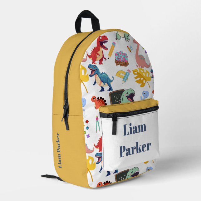 Custom Name Dinosaur Back to School Boys Backpack (Back Corner Left)