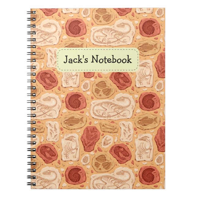 Custom Name Dinosaur Fossils Notebook (Front)