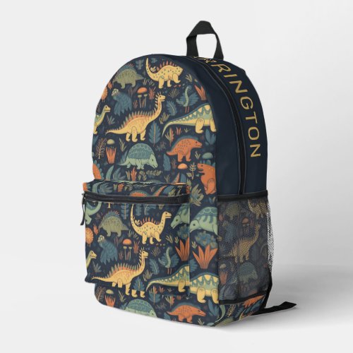 Custom Name Dinosaur Pattern Printed Backpack