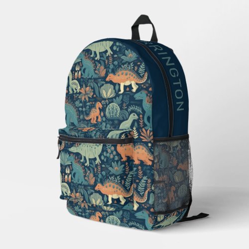 Custom Name Dinosaur Pattern Printed Backpack