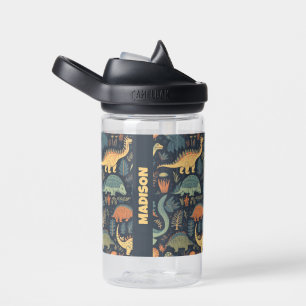 Custom Name Dinosaur Pattern Water Bottle