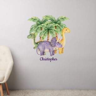 Custom Name Dinosaurs Palm Trees Wall Decal