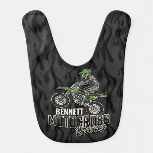 Custom NAME Dirt Bike Rider Motocross Racing Baby Bib