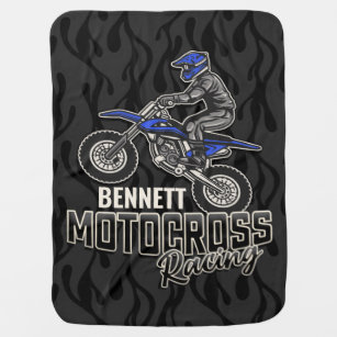 Custom NAME Dirt Bike Rider Motocross Racing Baby Blanket