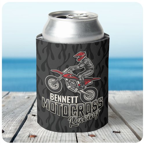 Custom NAME Dirt Bike Rider Motocross Racing Can Cooler