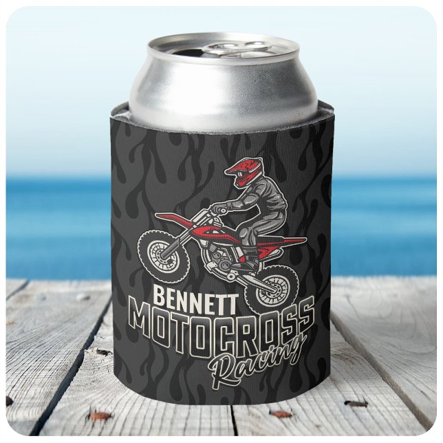 Custom NAME Dirt Bike Rider Motocross Racing Can Cooler (Creator Uploaded)