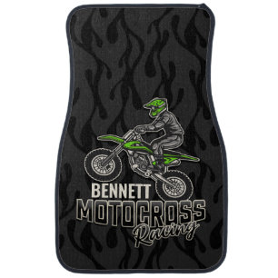 Custom NAME Dirt Bike Rider Motocross Racing  Car Floor Mat