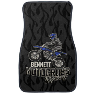 Custom NAME Dirt Bike Rider Motocross Racing Car Floor Mat