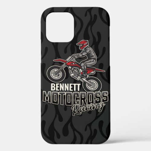 Custom NAME Dirt Bike Rider Motocross Racing iPhone 12 Case