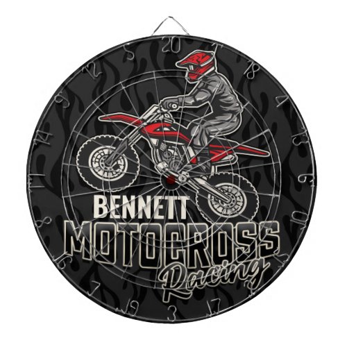 Custom NAME Dirt Bike Rider Motocross Racing Dart Board