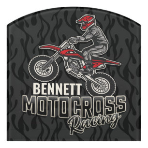 Custom NAME Dirt Bike Rider Motocross Racing Door Sign