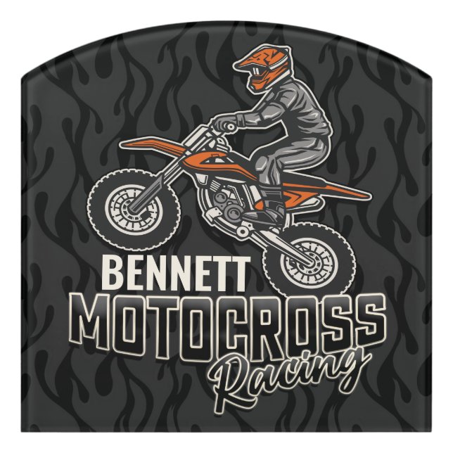 Custom NAME Dirt Bike Rider Motocross Racing Door Sign (Contour Front)