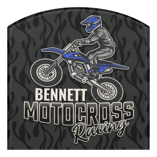 Custom NAME Dirt Bike Rider Motocross Racing Door Sign (Contour Front)
