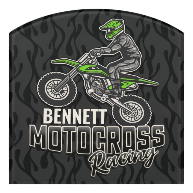 Custom NAME Dirt Bike Rider Motocross Racing Door Sign (Contour Front)