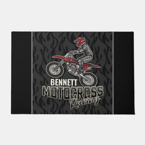 Custom NAME Dirt Bike Rider Motocross Racing Doormat