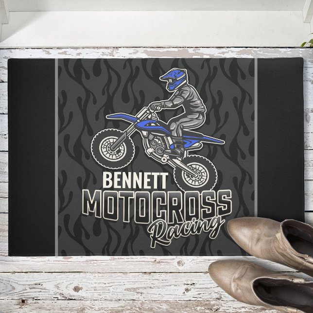 Custom NAME Dirt Bike Rider Motocross Racing Doormat (Creator Uploaded)
