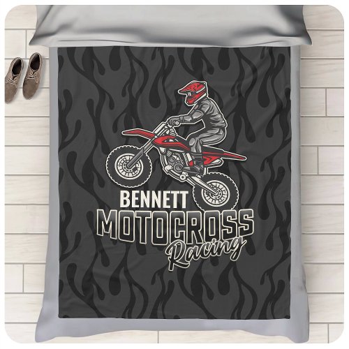 Custom NAME Dirt Bike Rider Motocross Racing Fleece Blanket
