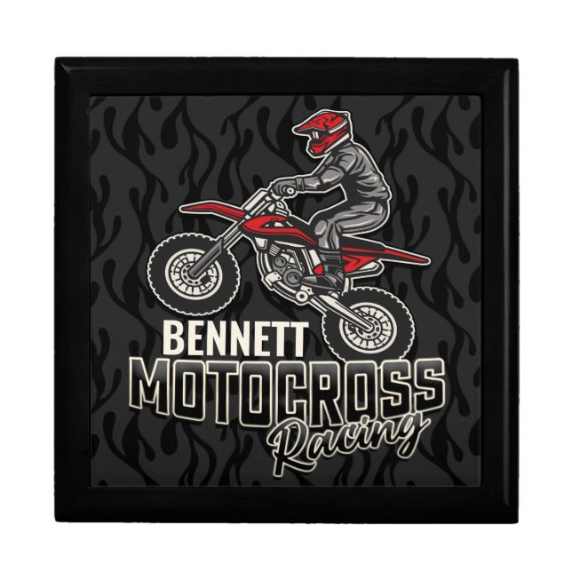 Custom NAME Dirt Bike Rider Motocross Racing Gift Box (Front)