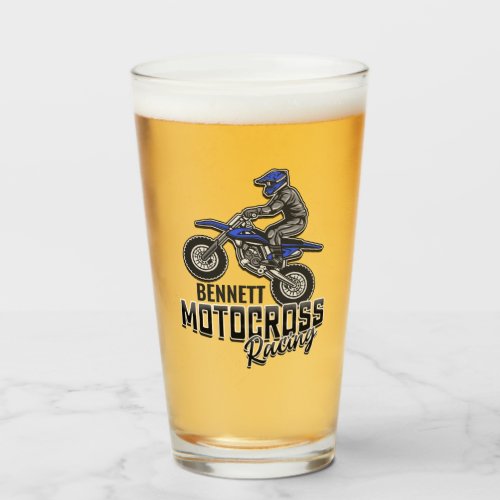Custom NAME Dirt Bike Rider Motocross Racing Glass