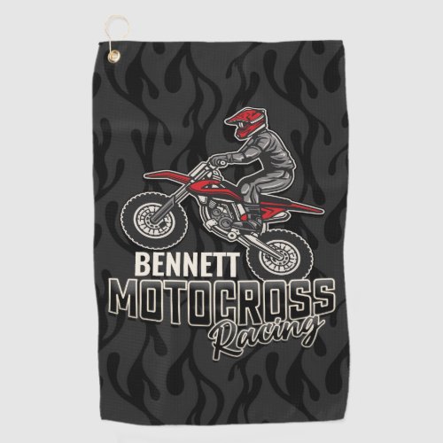 Custom NAME Dirt Bike Rider Motocross Racing Golf Towel
