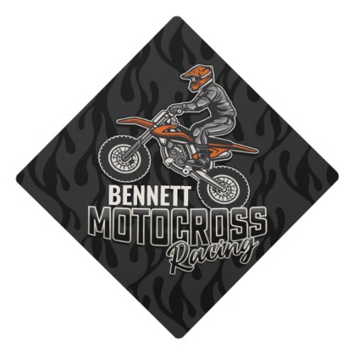 Custom NAME Dirt Bike Rider Motocross Racing Graduation Cap Topper
