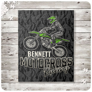 Custom NAME Dirt Bike Rider Motocross Racing Jigsaw Puzzle
