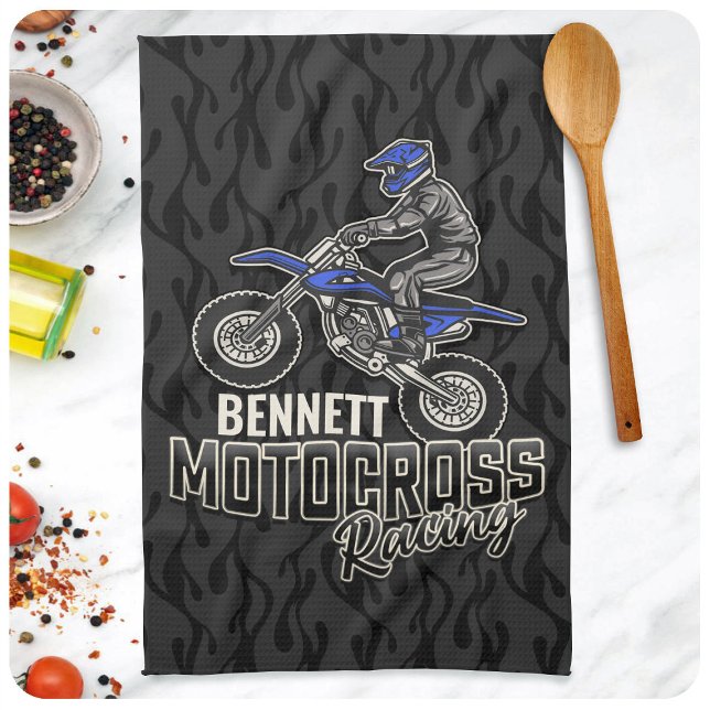 Custom NAME Dirt Bike Rider Motocross Racing Kitchen Towel (Creator Uploaded)