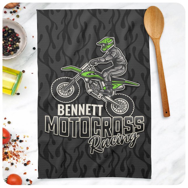 Custom NAME Dirt Bike Rider Motocross Racing Kitchen Towel (Creator Uploaded)