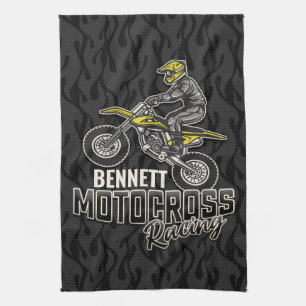 Custom NAME Dirt Bike Rider Motocross Racing Kitchen Towel