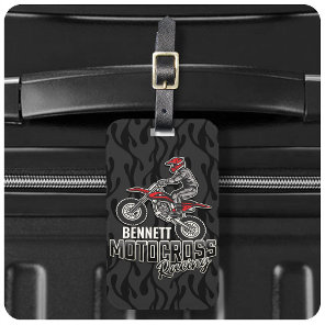 Custom NAME Dirt Bike Rider Motocross Racing Luggage Tag