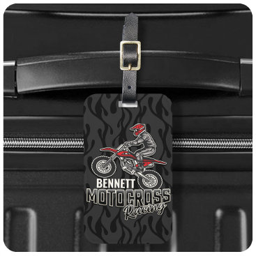 Custom NAME Dirt Bike Rider Motocross Racing Luggage Tag