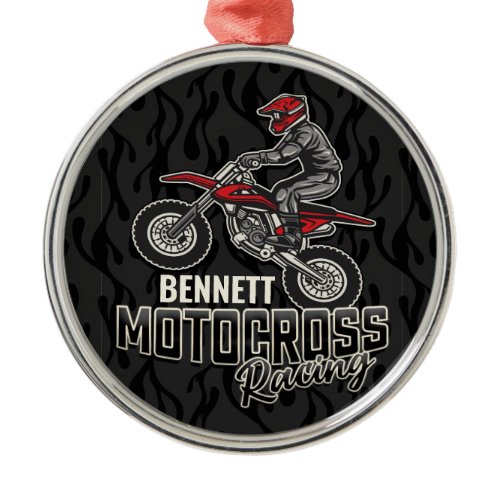 Custom NAME Dirt Bike Rider Motocross Racing Metal Ornament