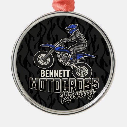 Custom NAME Dirt Bike Rider Motocross Racing  Metal Ornament