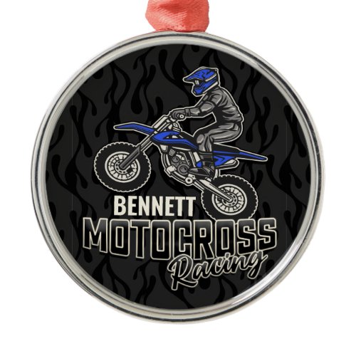 Custom NAME Dirt Bike Rider Motocross Racing  Metal Ornament