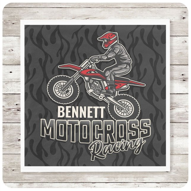 Custom NAME Dirt Bike Rider Motocross Racing Napkins (Creator Uploaded)