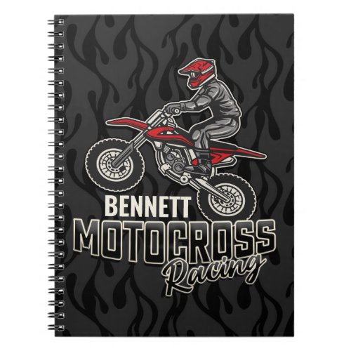 Custom NAME Dirt Bike Rider Motocross Racing Notebook