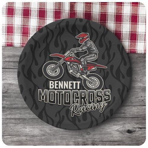 Custom NAME Dirt Bike Rider Motocross Racing Paper Plates