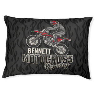 Custom NAME Dirt Bike Rider Motocross Racing Pet Bed