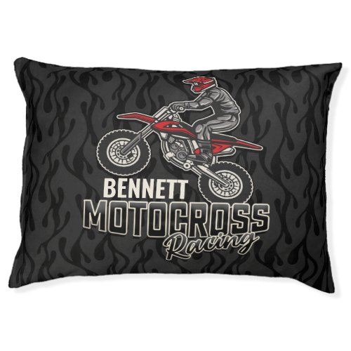 Custom NAME Dirt Bike Rider Motocross Racing Pet Bed