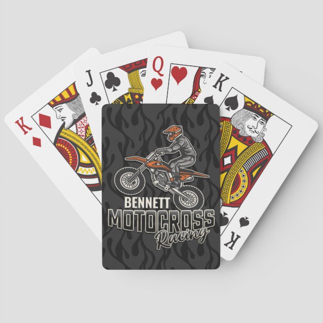 Custom NAME Dirt Bike Rider Motocross Racing  Poker Cards (Back)